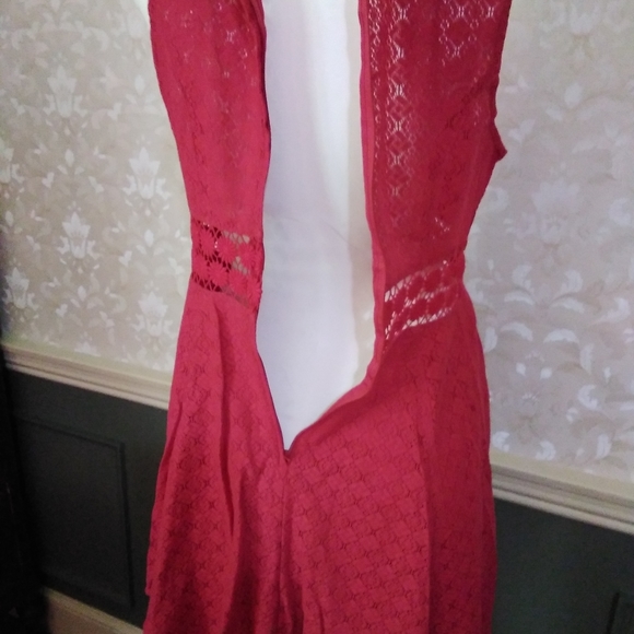 FREE PEOPLE Maroon Red Lace Embroidered Dress - Picture 10 of 11